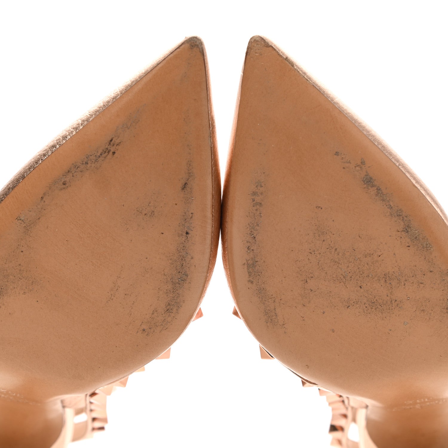 Valentino Garavani Metallic Pebbled Calfskin Rockstud Ankle Strap 100mm Pumps 36.5 Rame 11 of 12