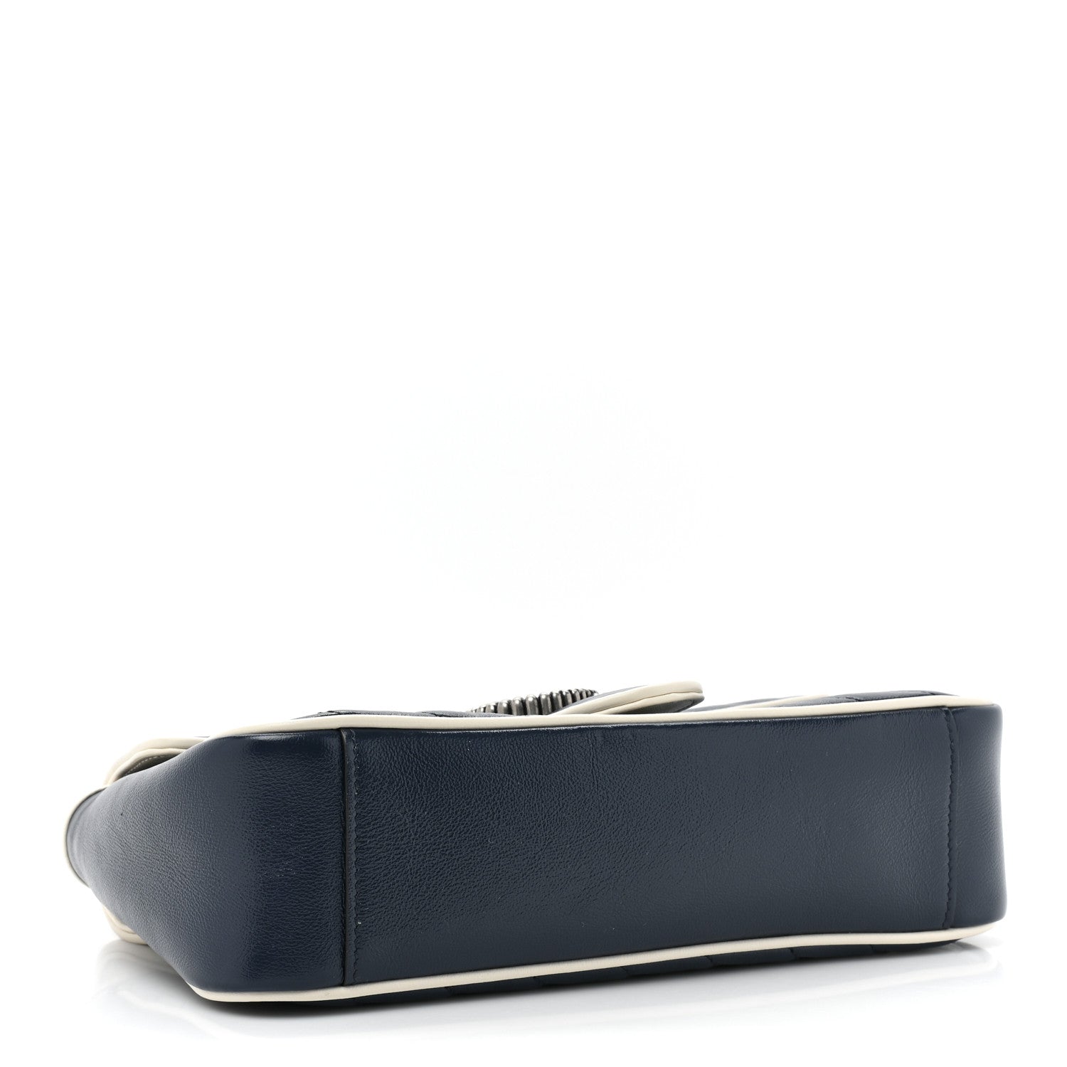 Gucci Vintage Effect Calfskin Matelasse Diagonal Small Torchon GG Marmont Shoulder Bag Blue Agata Mystic White 4 of 10