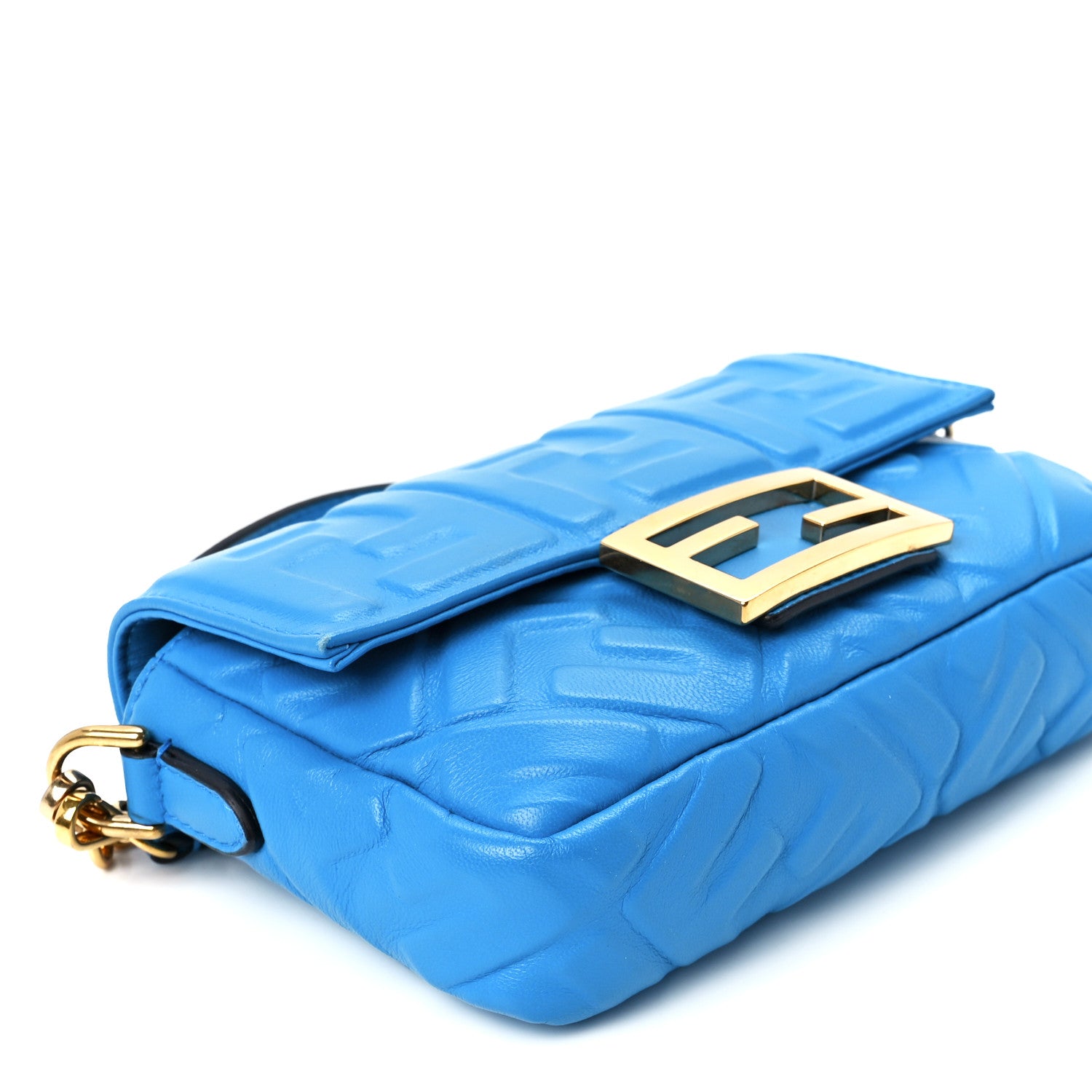 Fendi Nappa FF 1974 Embossed Mini Baguette Blue Royal 11 of 12