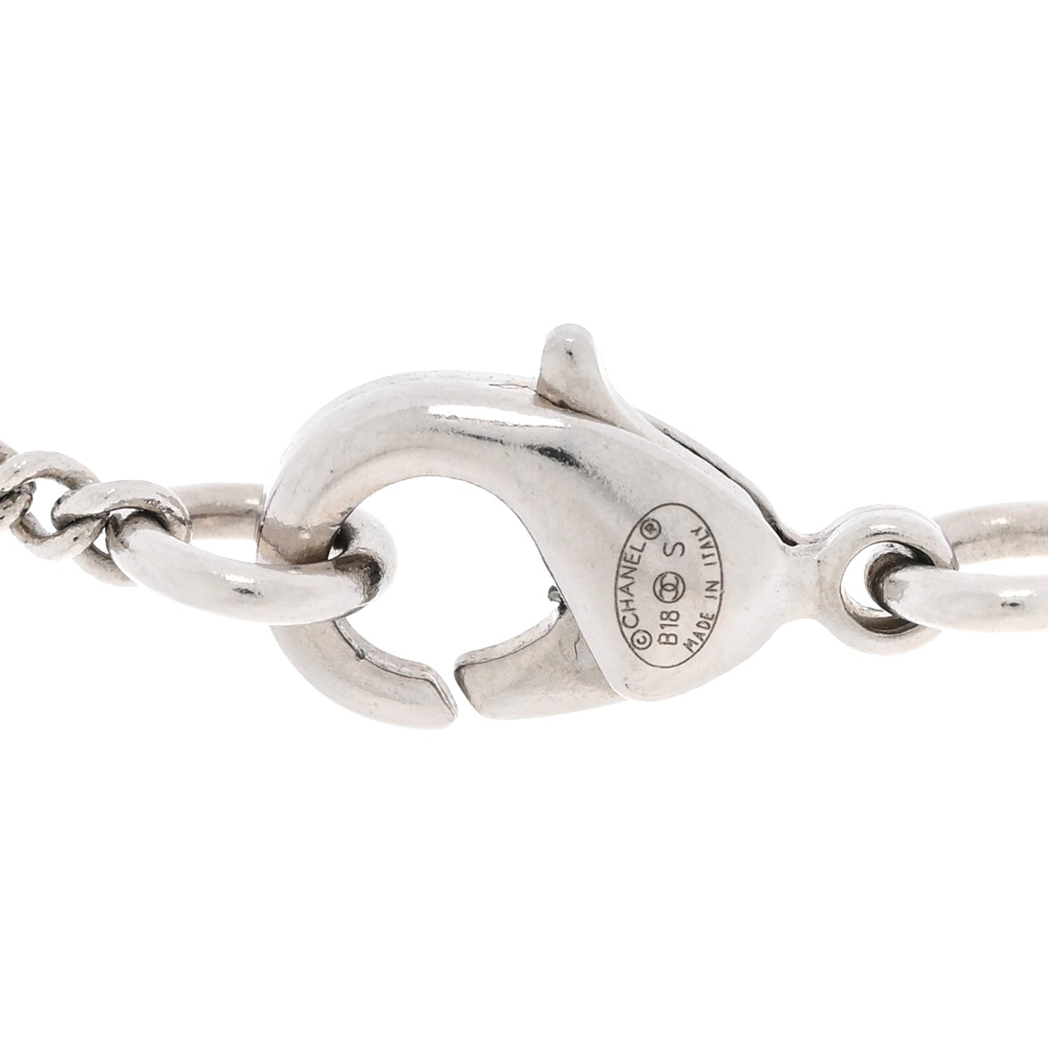 Chanel Crystal CC Pendant Necklace Silver 5 of 5