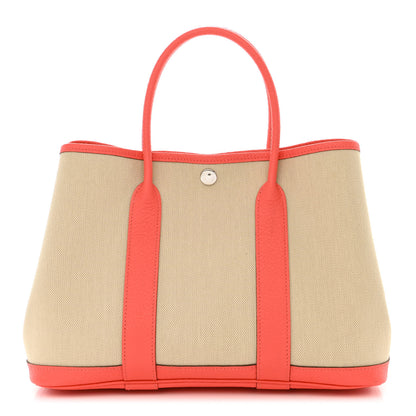 Hermes Toile Militaire Vache Country Garden Party 30 TPM Tote Beton Rose Texas 1 of 12
