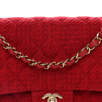 Chanel Tweed Quilted Medium Double Flap Red 8 of 11