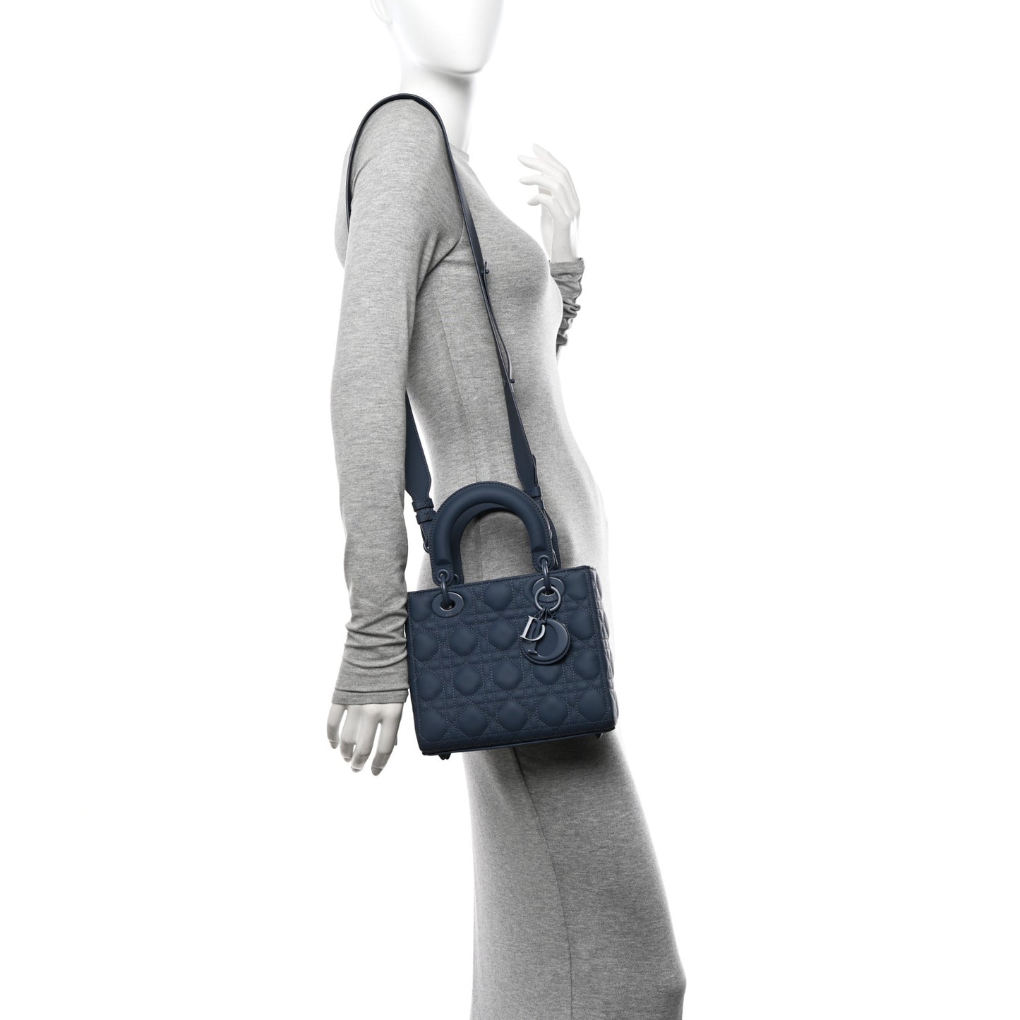 Ultra Matte Calfskin Cannage Small My ABCDior Lady Dior Dark Denim Blue