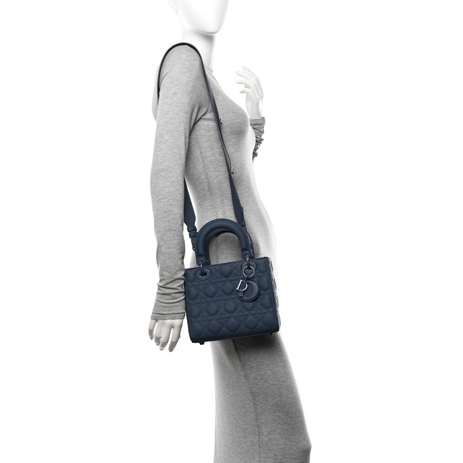Christian Dior Ultra Matte Calfskin Cannage Small My ABCDior Lady Dior Dark Denim Blue 2 of 10