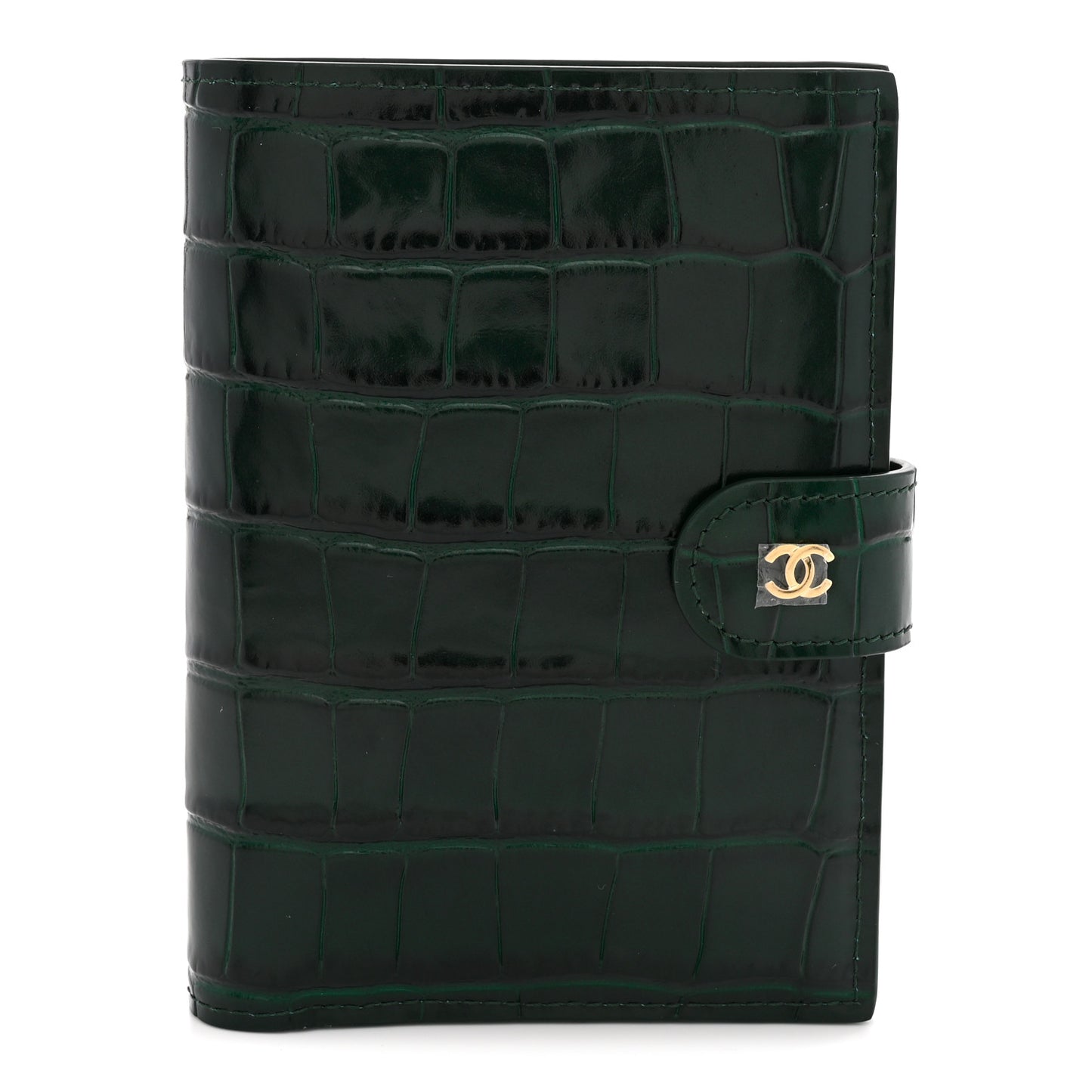 Calfskin Crocodile Embossed Crococo Passport Holder Emerald