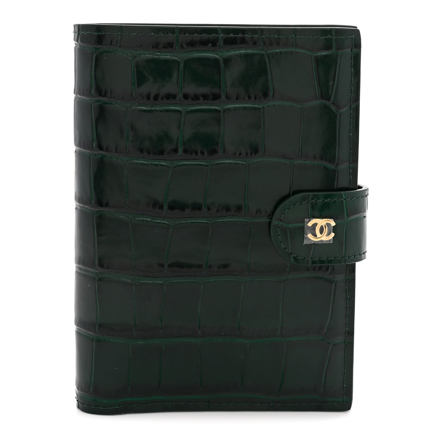 Chanel Calfskin Crocodile Embossed Crococo Passport Holder Emerald 1 of 8
