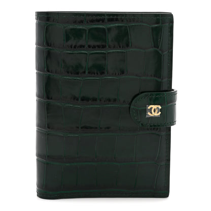 Chanel Calfskin Crocodile Embossed Crococo Passport Holder Emerald 1 of 8