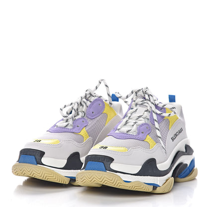 Balenciaga Fabric Mesh Womens Triple S Sneakers 38 White Purple Yellow 3 of 9