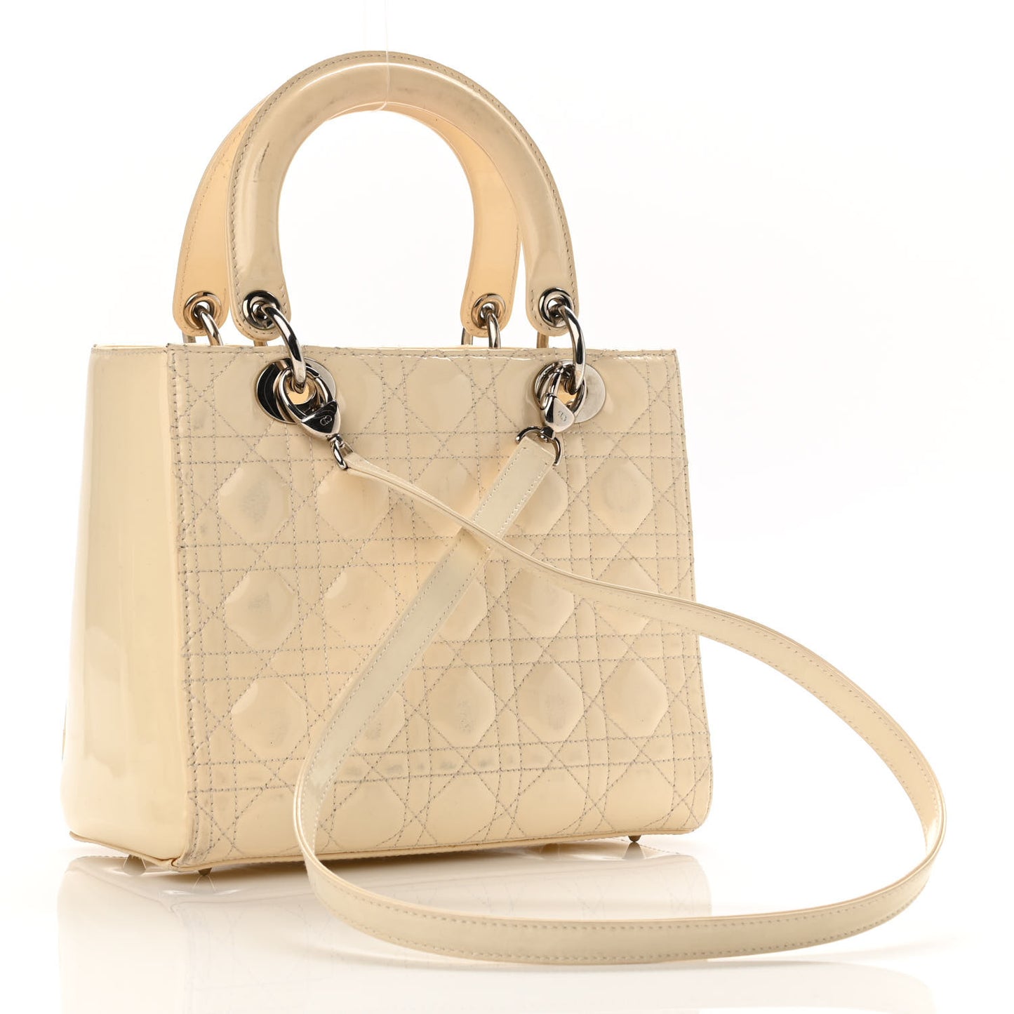 Patent Cannage Medium Lady Dior White
