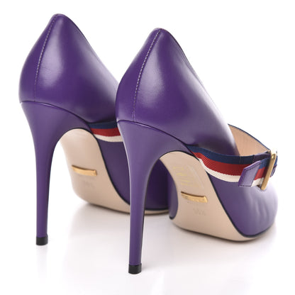 Gucci Malaga Kid Sylvie High Heel Pumps 36.5 Shine Purple 4 of 9