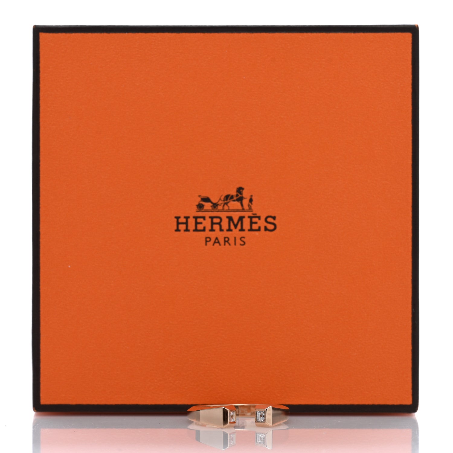 Hermes 18K Rose Gold Diamond PM Clou de Forge Ring 52 6 5 of 5