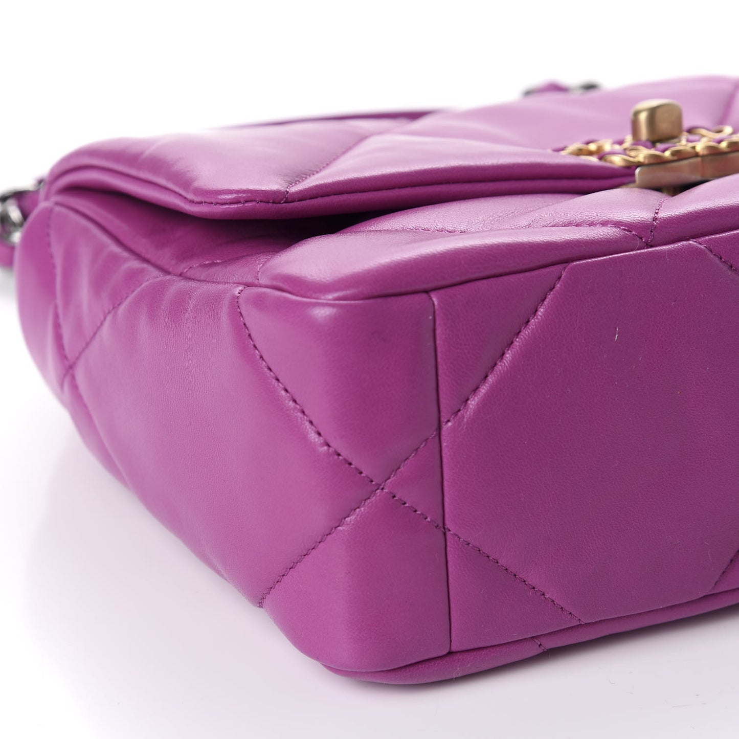 Lambskin Quilted Medium 19 Flap Purple