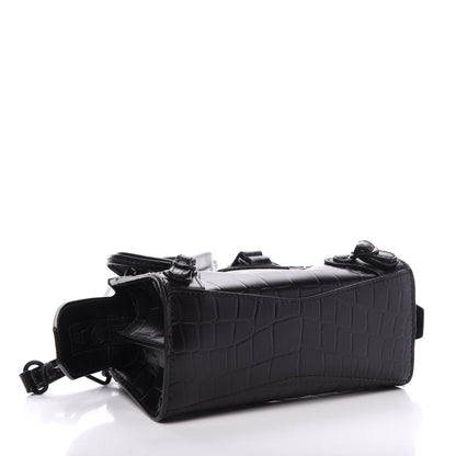 Balenciaga Semi Shiny Calfskin Crocodile Embossed Neo Classic Black Hardware Nano City Crossbody Black 4 of 9