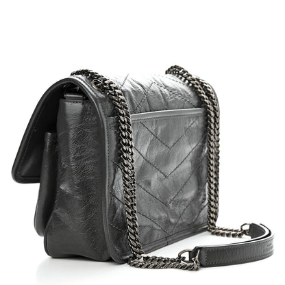 Saint Laurent Crinkled Calfskin Matelasse Monogram Baby Niki Chain Satchel Storm 3 of 11