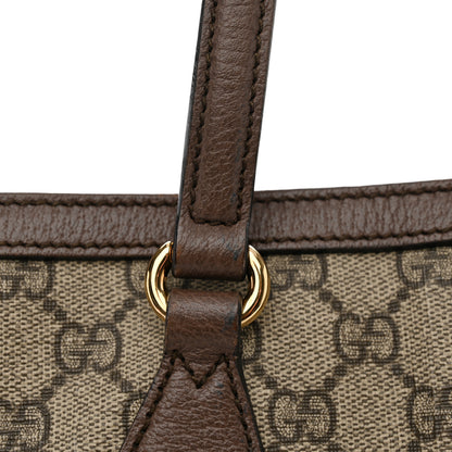 Gucci GG Supreme Monogram Textured Calfskin Web Medium Ophidia Shopping Tote Beige Ebony New Acero 13 of 14