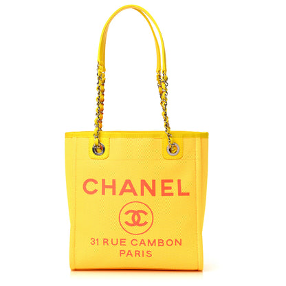 Chanel Mixed Fibers Calfskin Mini Deauville Tote Orange Yellow 1 of 8