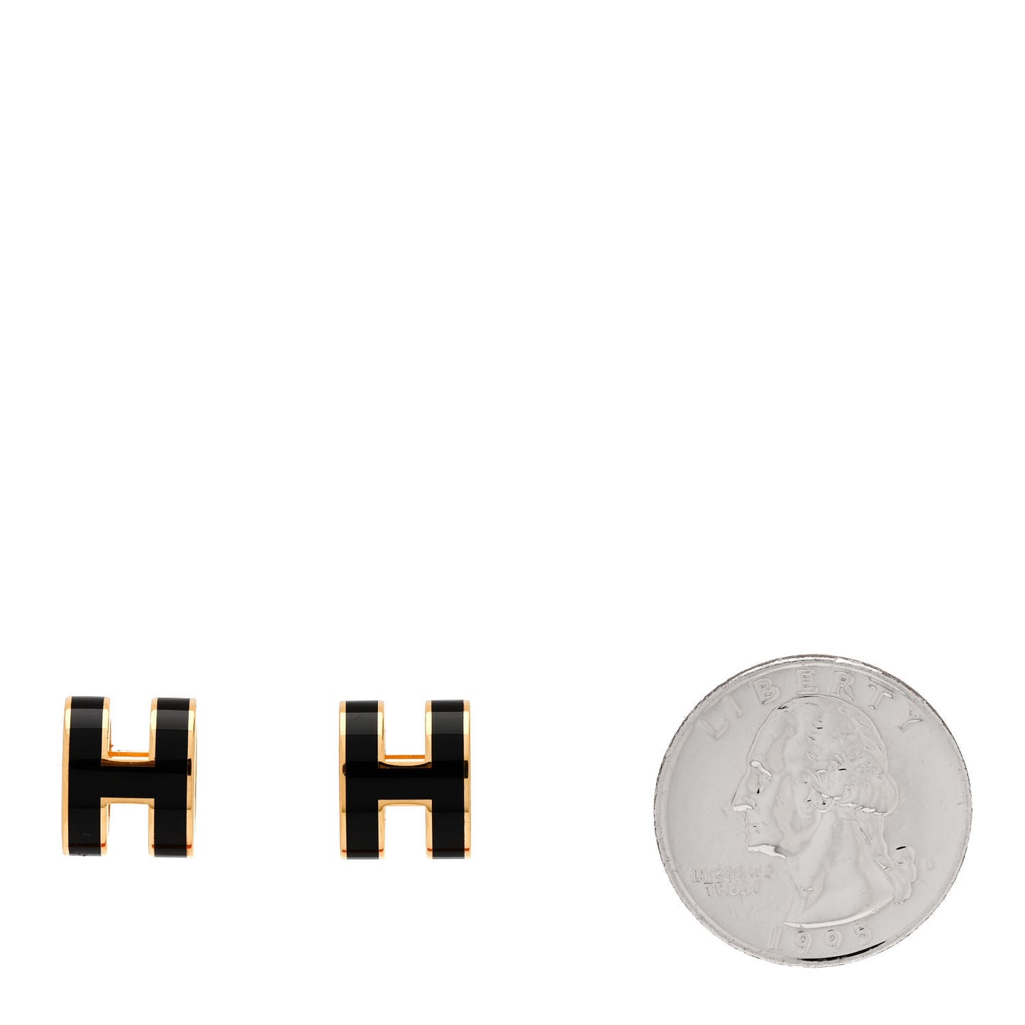 Gold Lacquered Pop H Earrings Black
