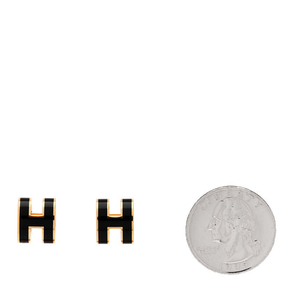 Hermes Gold Lacquered Pop H Earrings Black 2 of 5
