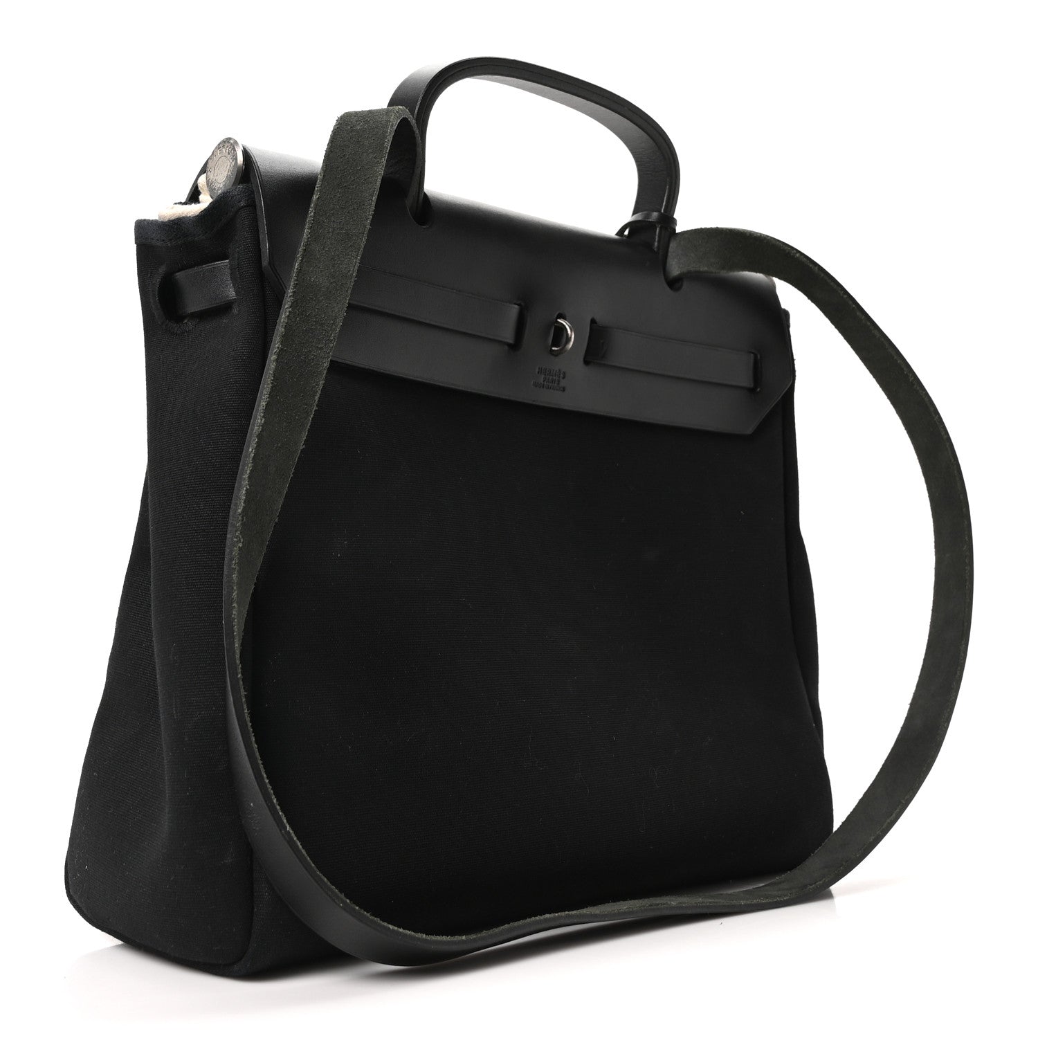 Hermes Toile Vache Calfskin Herbag 30 PM Ficelle Black 5 of 19