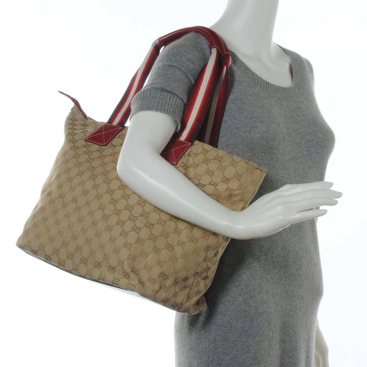 GG Monogram Large Web Handle Bucket Tote