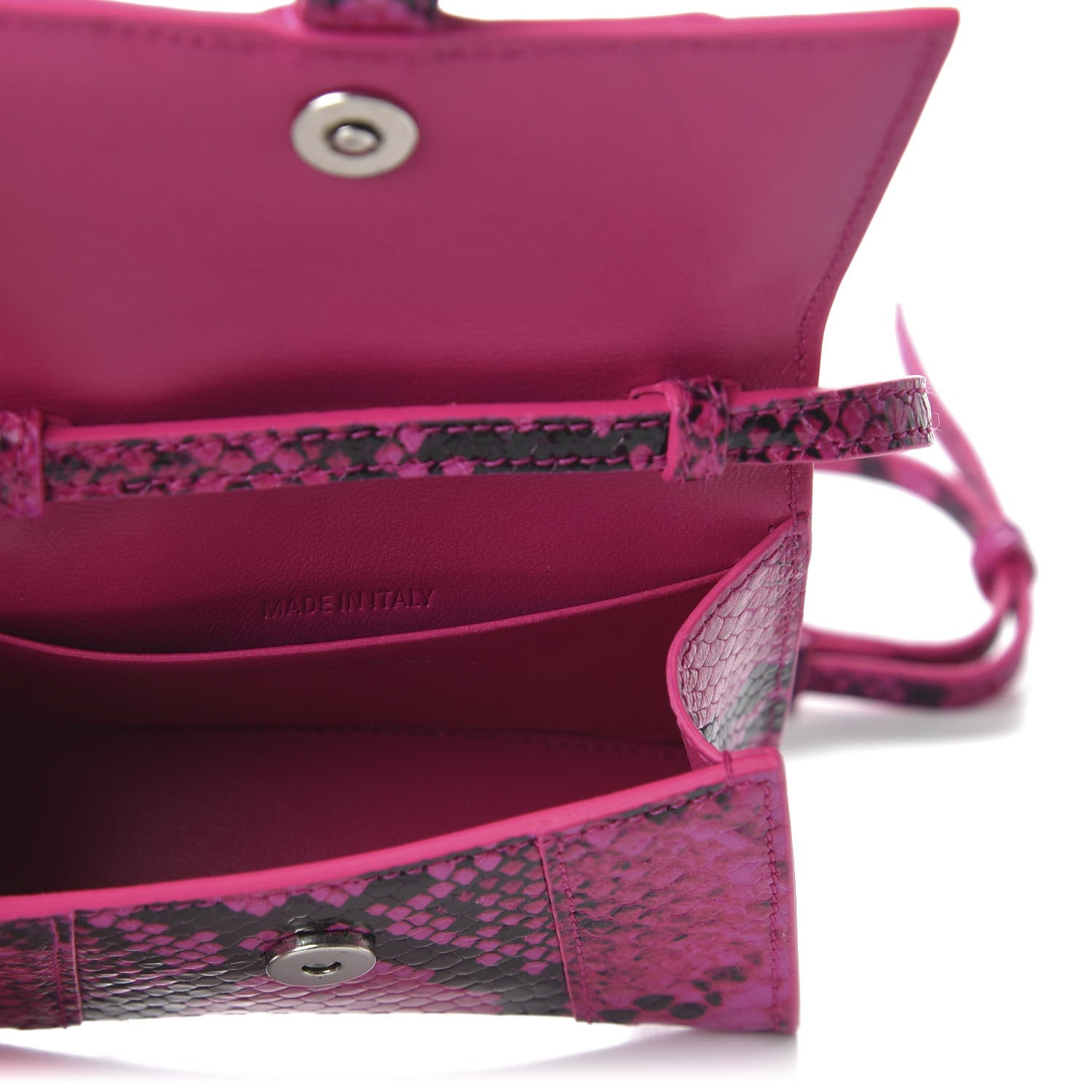 Balenciaga Shiny Calfskin Python Effect Hourglass Top Handle Bag Mini Fuchsia Black 5 of 9