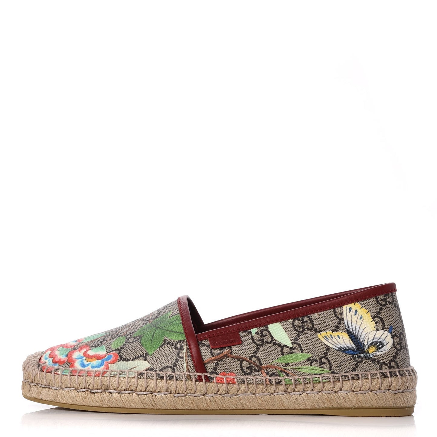 GG Supreme Monogram Tian Womens Espadrilles 40.5 Beige Multicolor Red