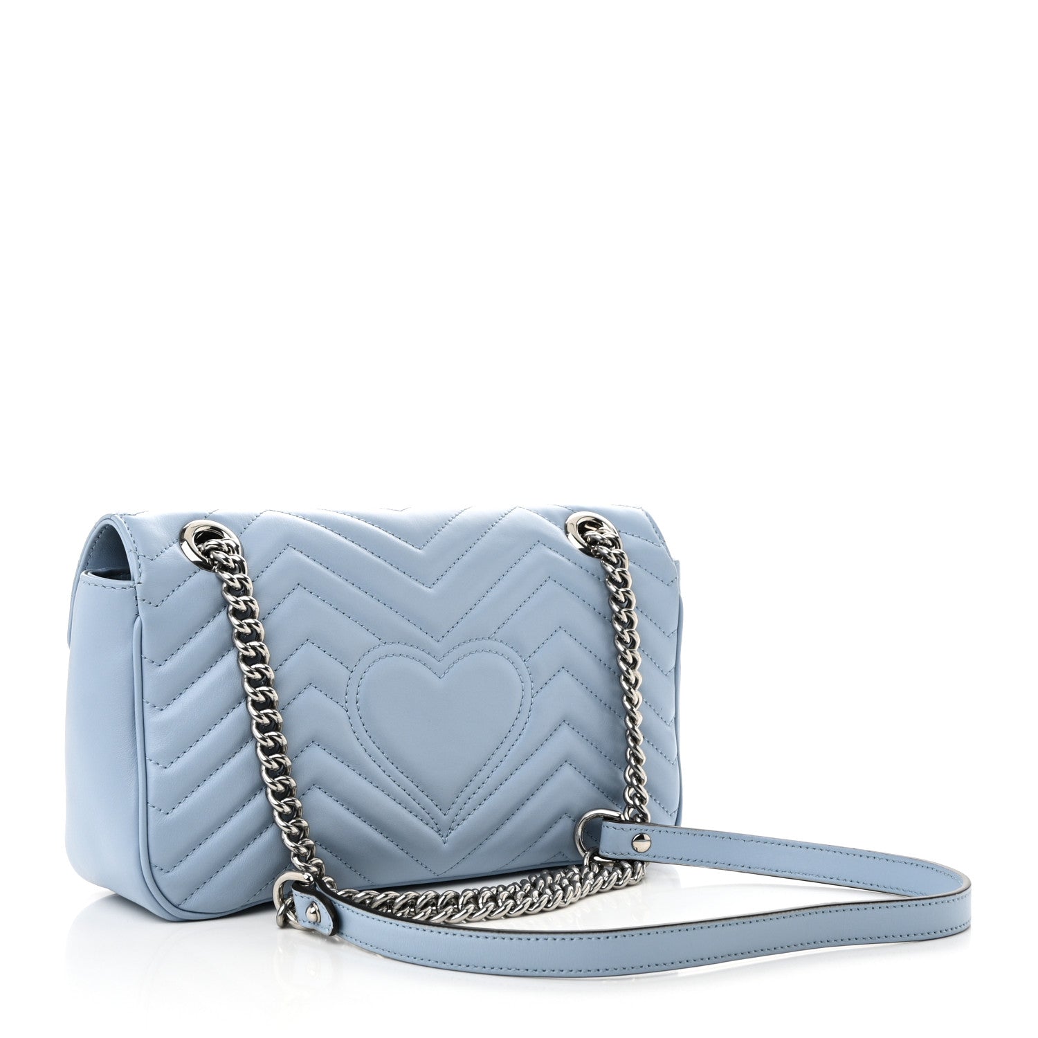 Gucci Calfskin Matelasse Small GG Marmont Shoulder Bag Porcelain Light Blue 3 of 10
