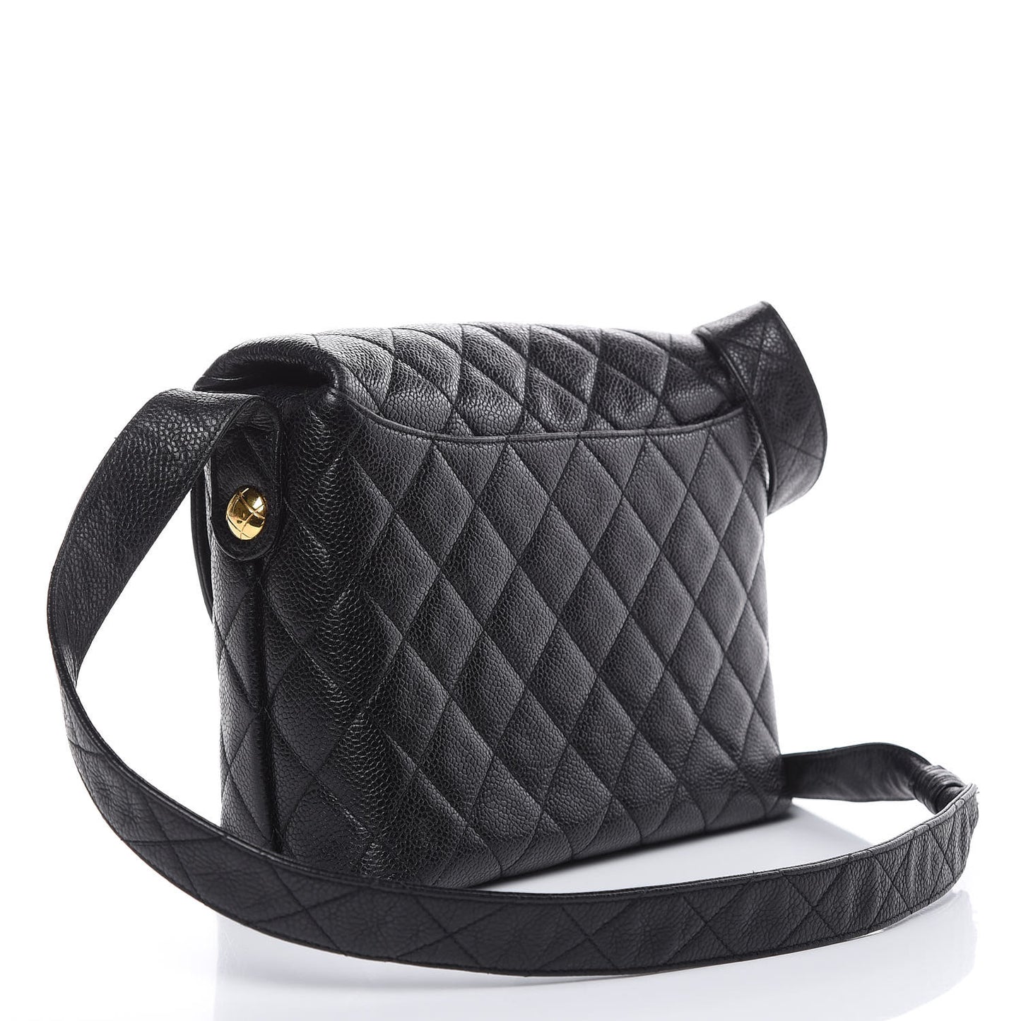 Caviar Quilted Flap Shoulder Bag Black