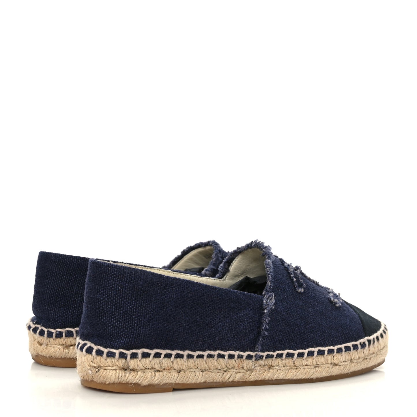 Denim Toile Embossed CC Espadrilles 36 Navy Black