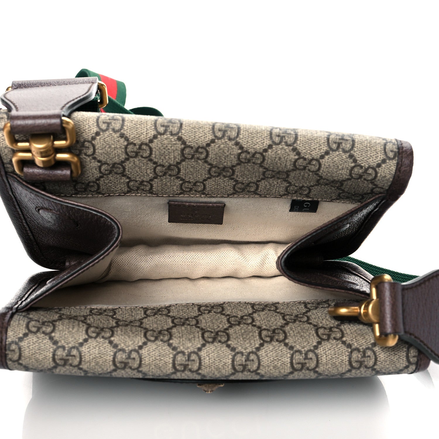 Gucci GG Supreme Monogram Web Small Neo Vintage Double Flap Messenger Bag Beige New Acero 5 of 11