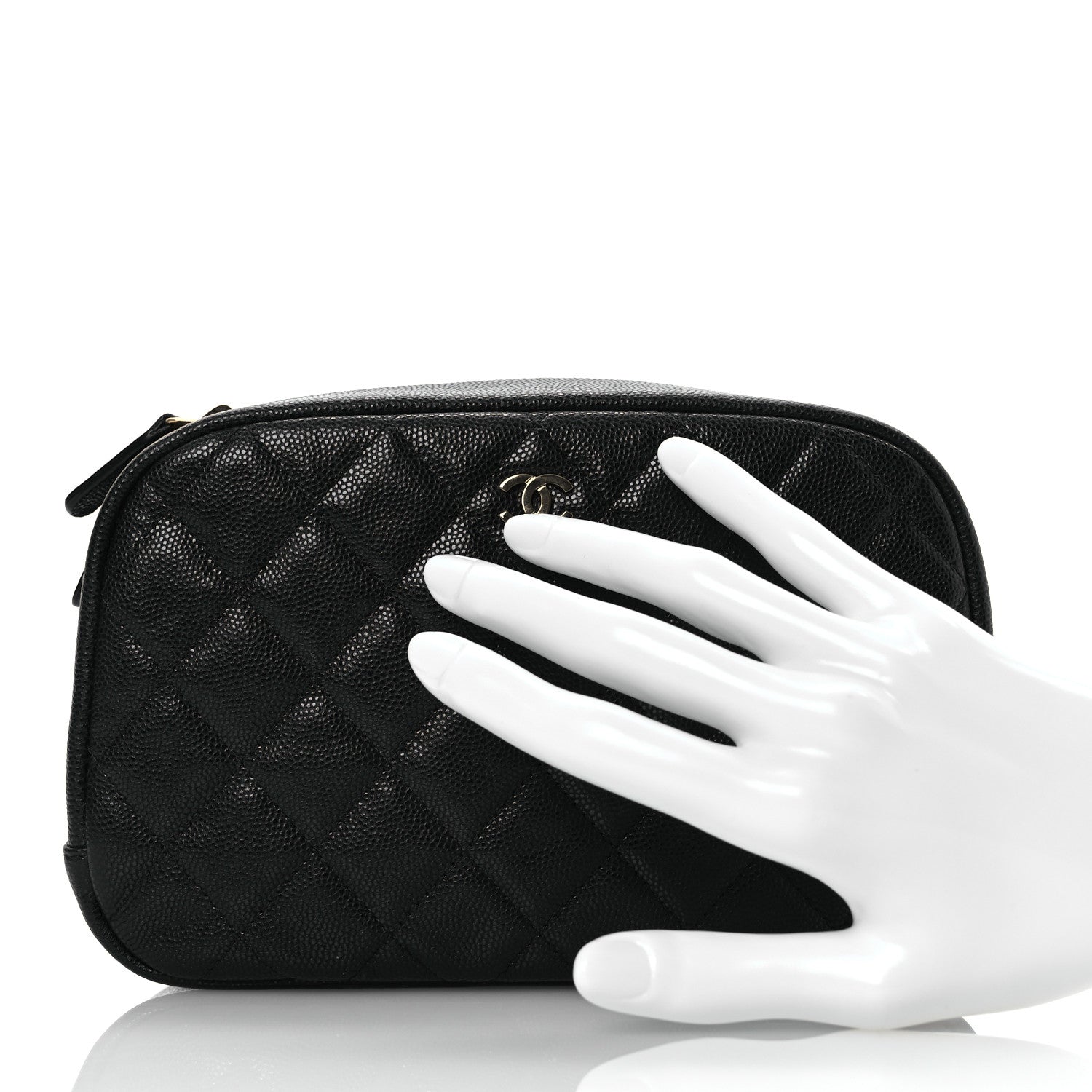 Chanel Caviar Quilted Medium Curvy Pouch Cosmetic Case Black 2 of 11