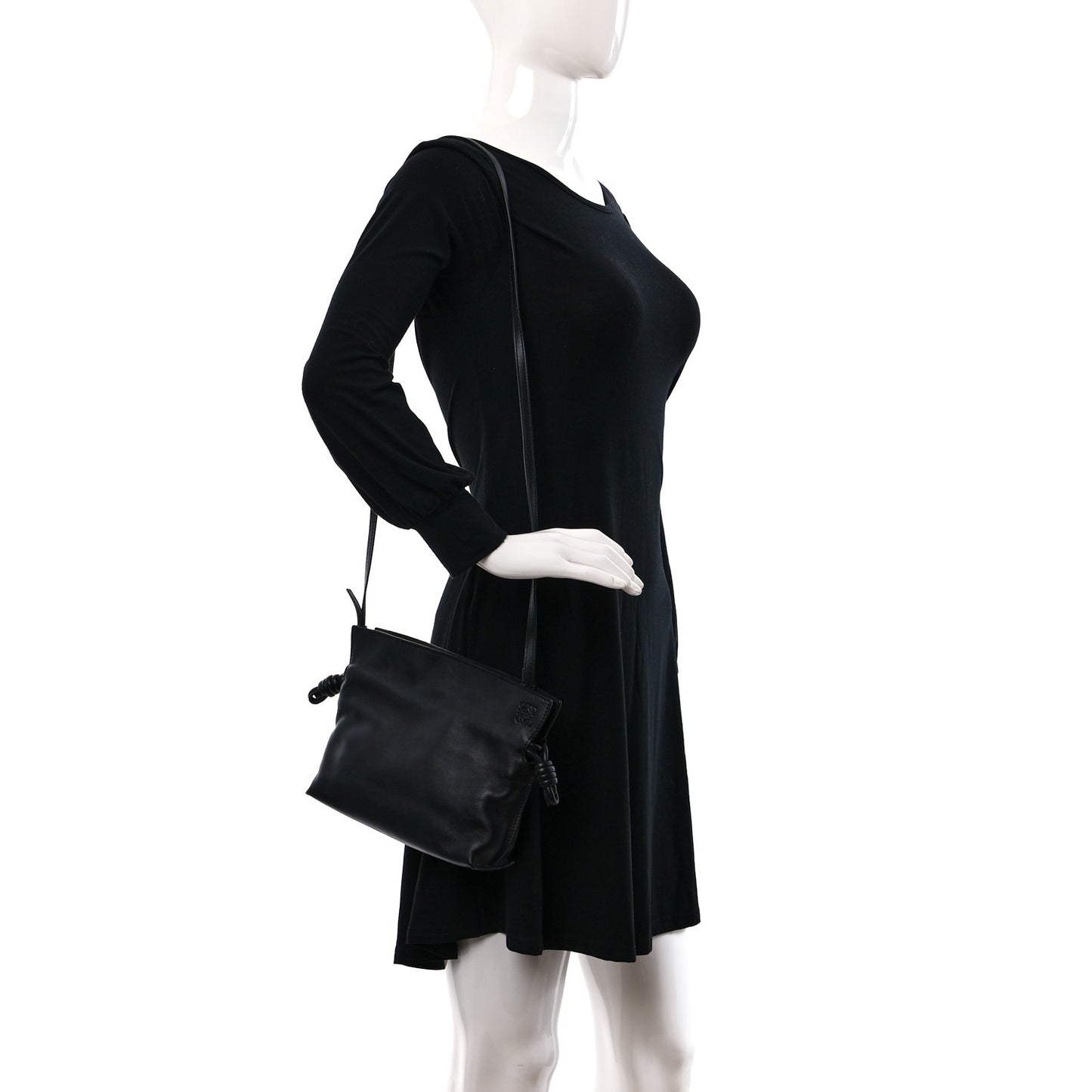Calfskin Mini Flamenco Knot Clutch Black