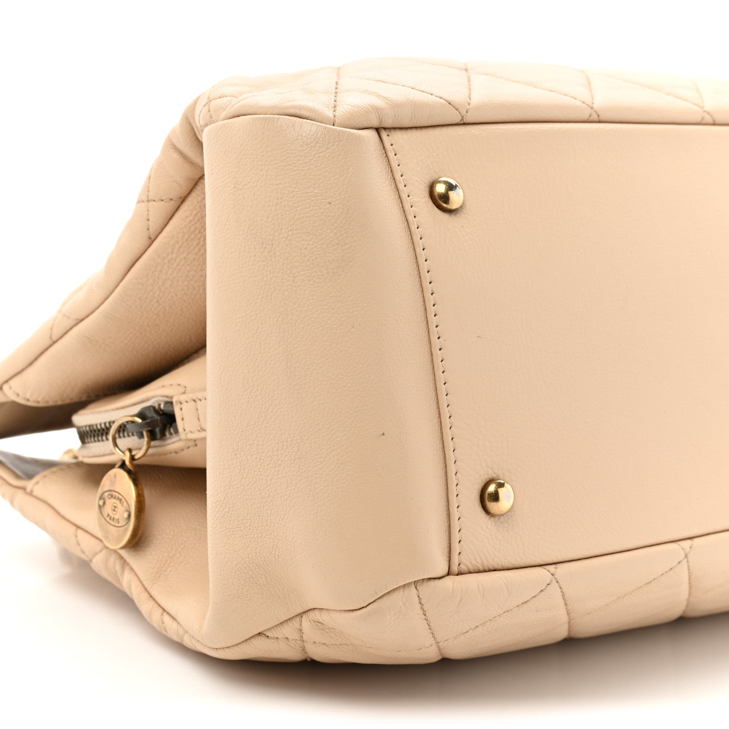 Chanel Calfskin Quilted Large CC Crown Tote Beige 11 of 18