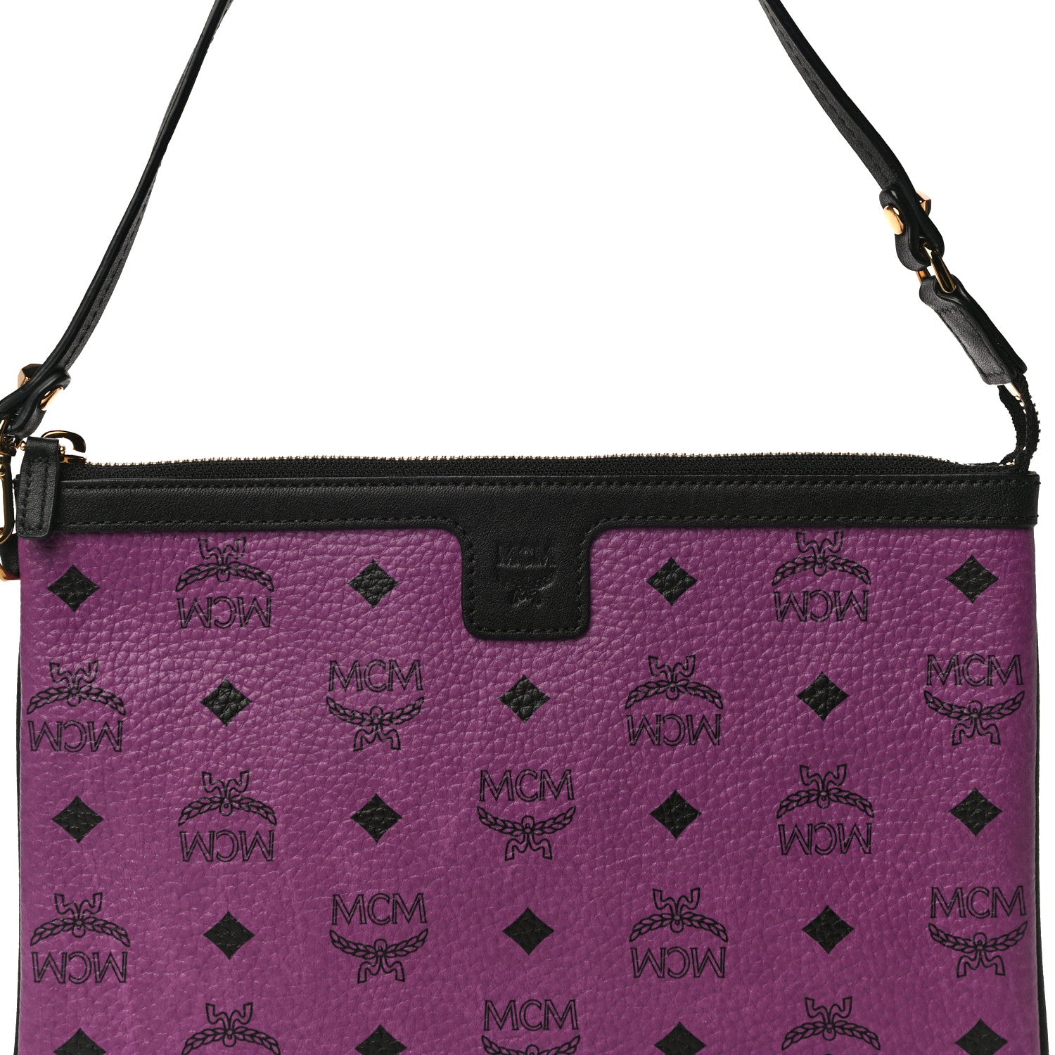MCM Visetos Liz Shopper Tote Pouch Purple 8 of 9