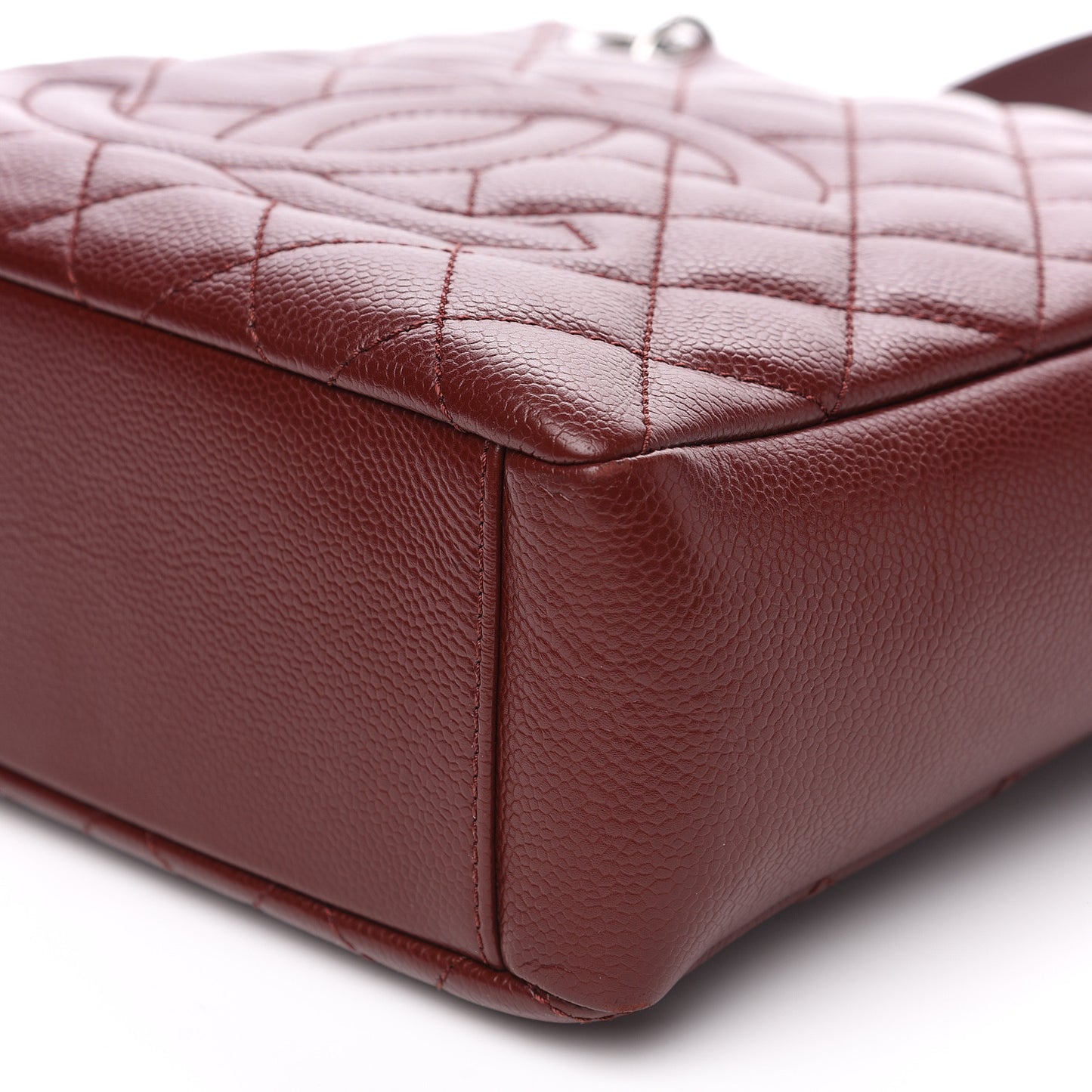 Caviar Quilted Petit Shopping Tote PST Burgundy