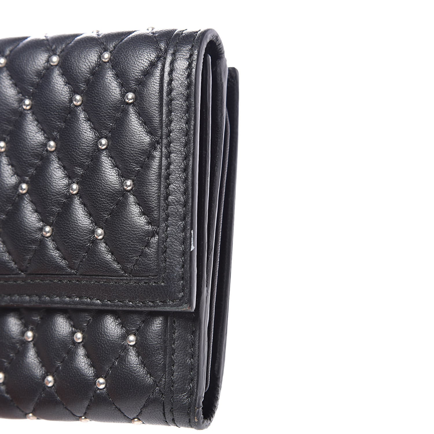 Alexander McQueen Calfskin Quilted Studded Skull Continental Wallet Black 9 of 11