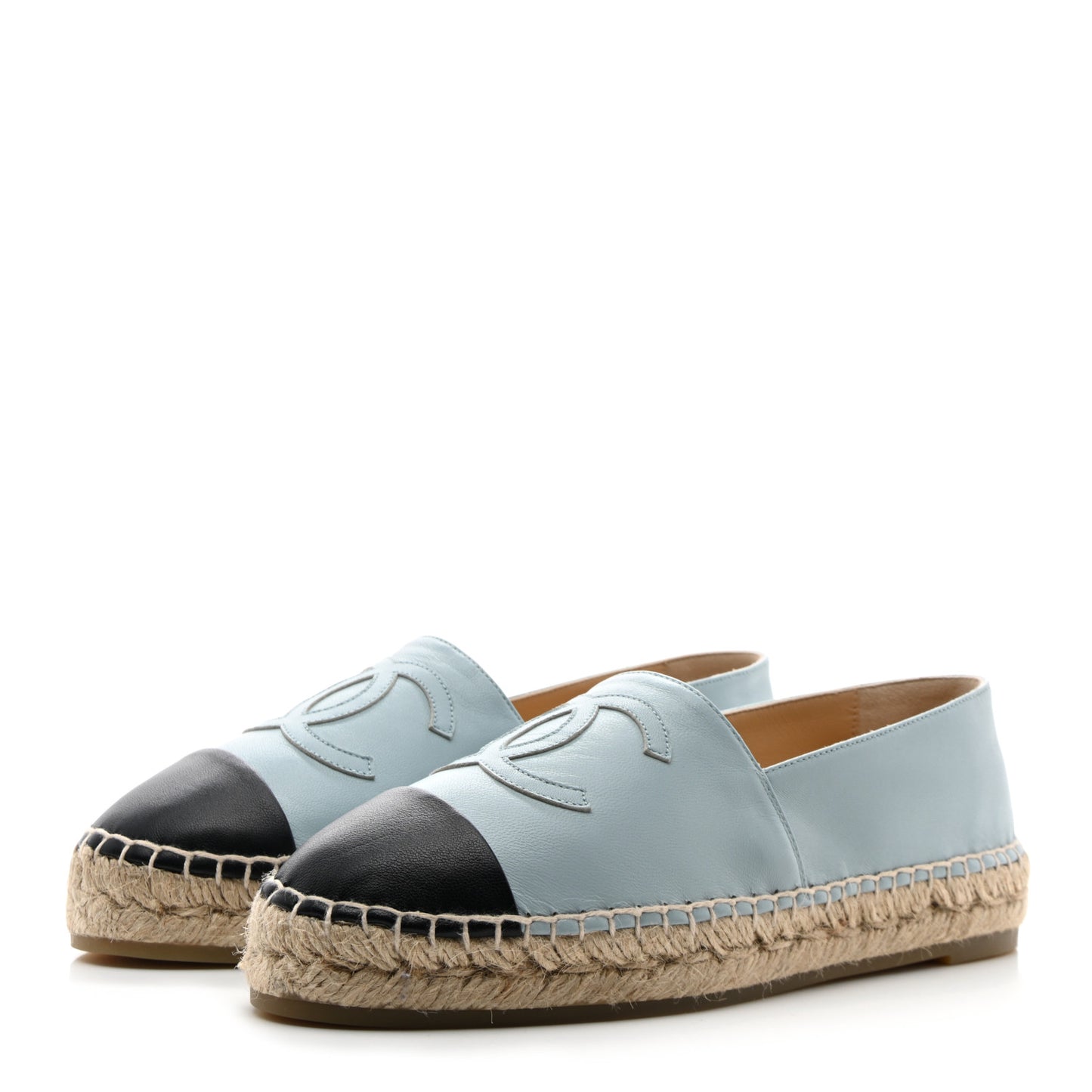 Lambskin CC Espadrilles 38 Light Blue Black