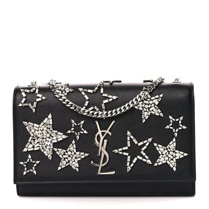 Saint Laurent Calfskin Crystal Star Medium Monogram Kate Satchel Black 1 of 11