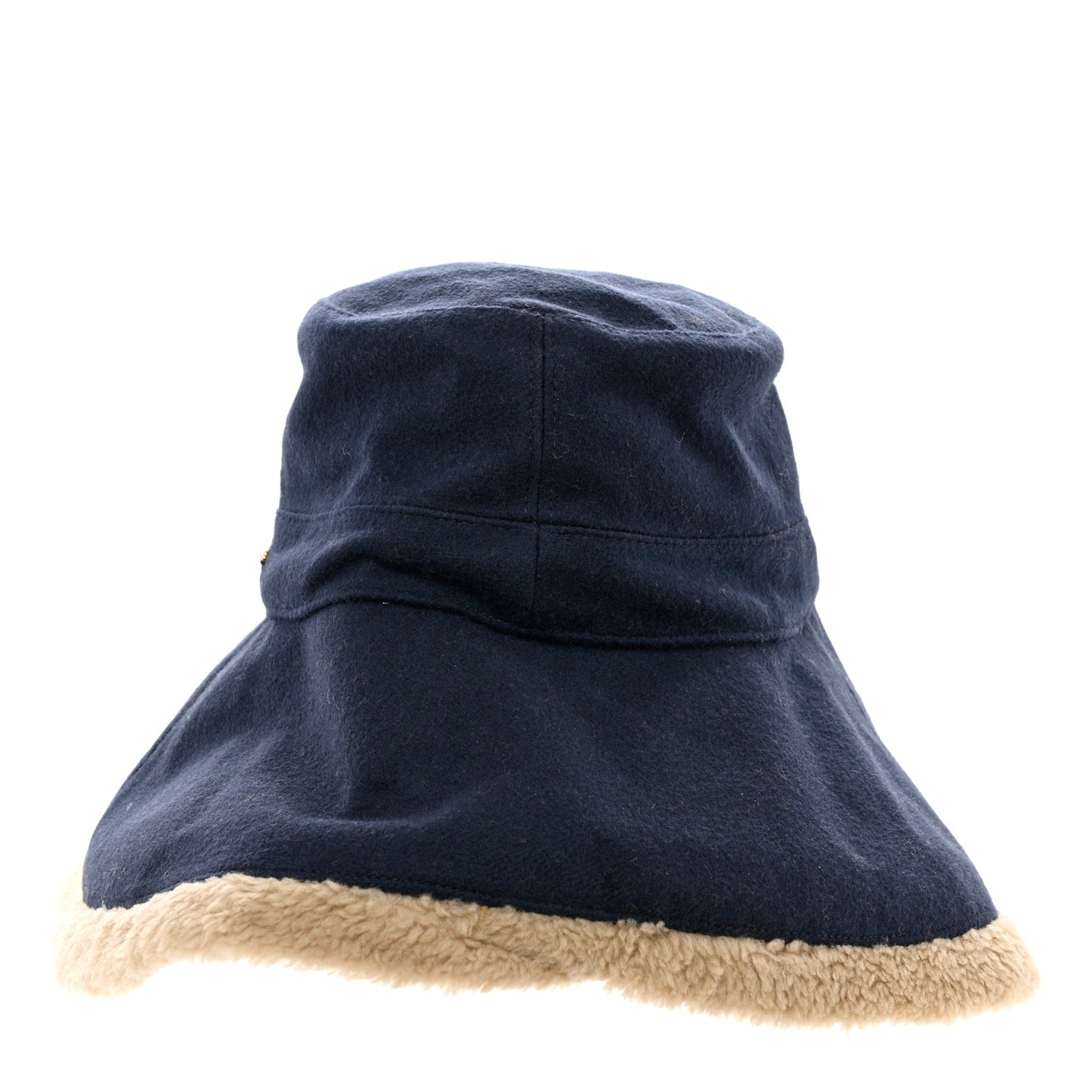GUCC Wool Shearling Hat S Blue Beige