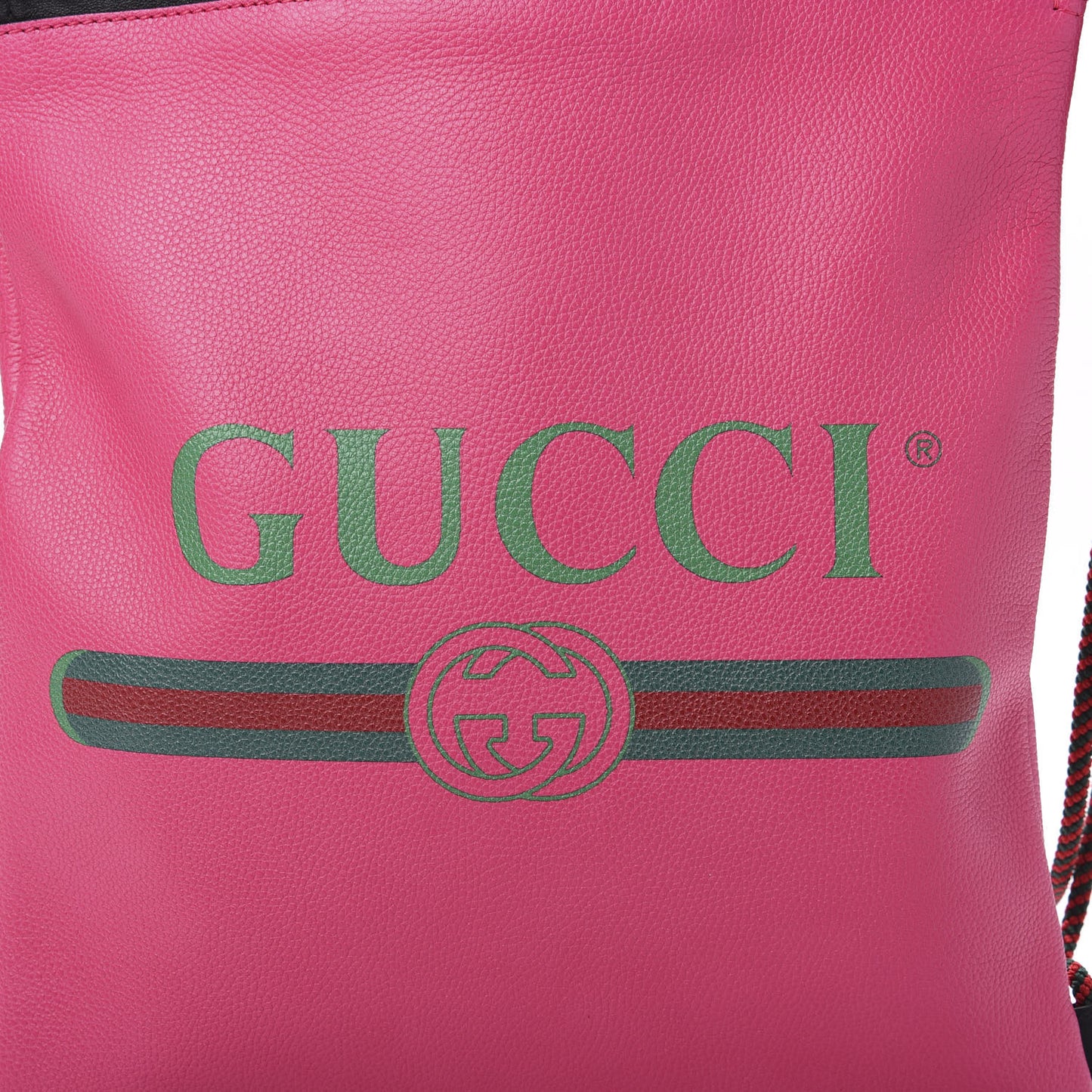 Grained Calfskin Logo Drawstring Backpack Box Pink Green Black