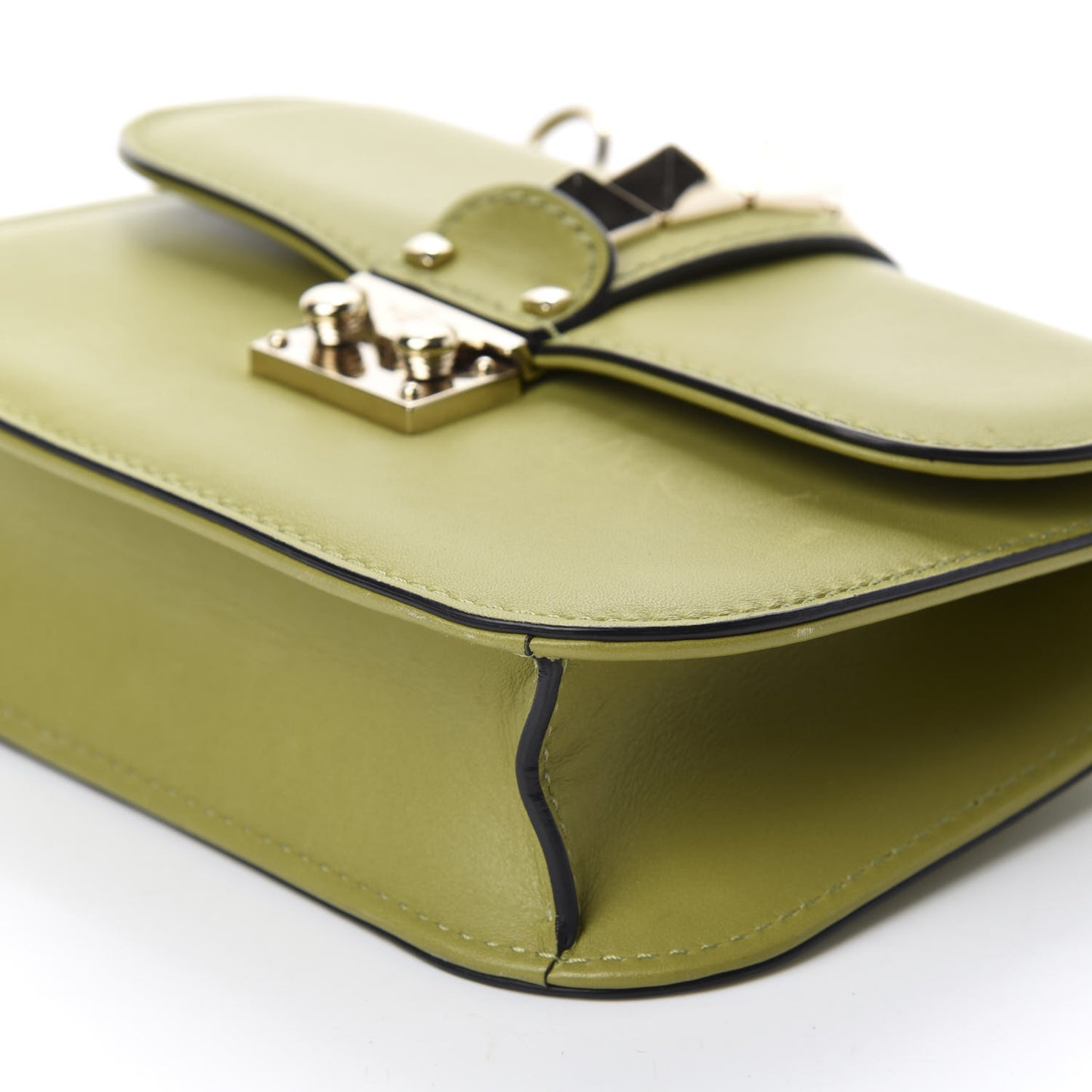 Vitello Small Glam Lock Rockstud Flap Green