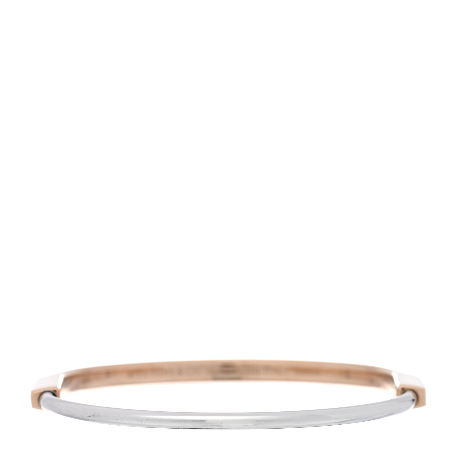 Tiffany 18K Rose White Gold Diamond Narrow Tiffany Lock Half Pave Bangle Bracelet 3 of 5