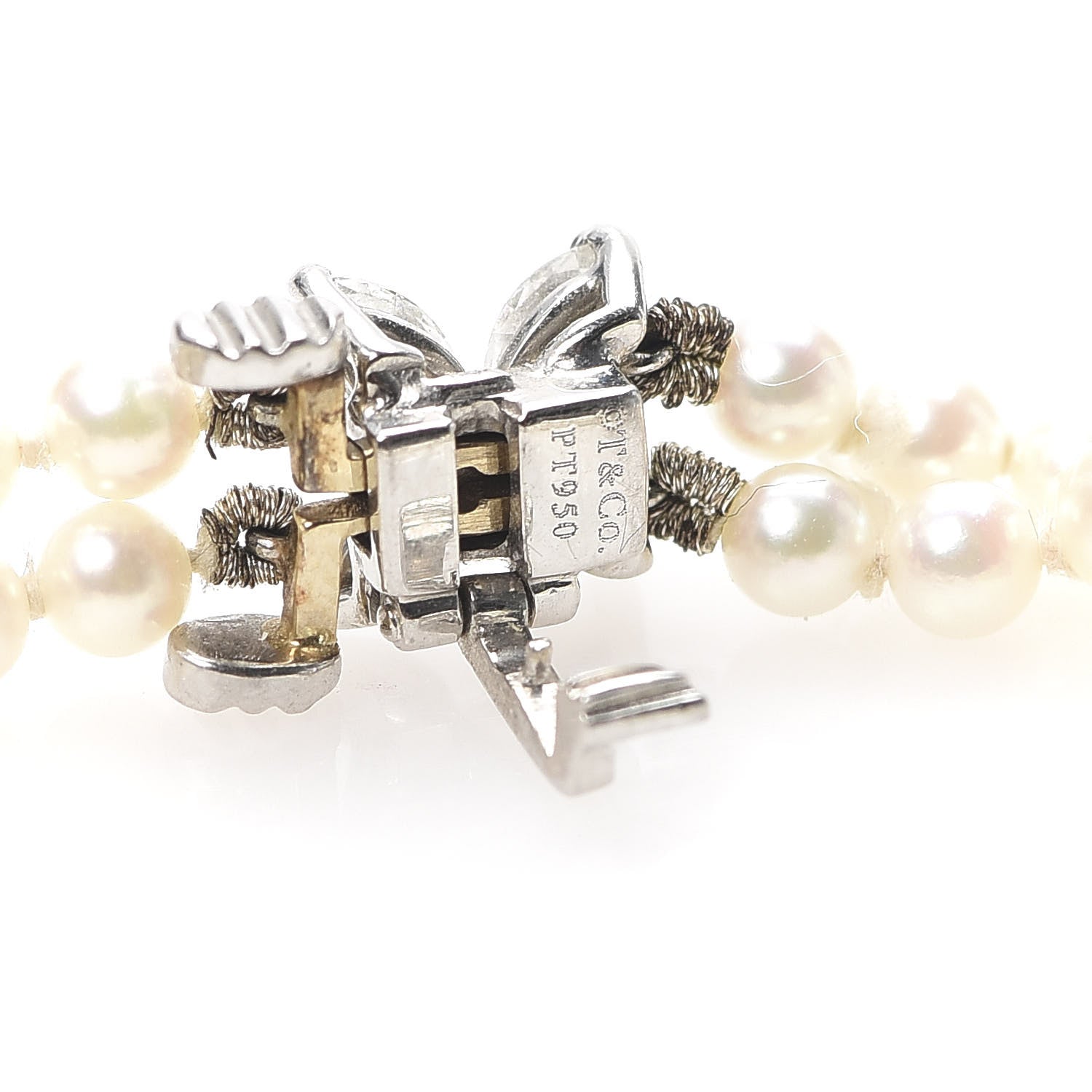 Tiffany Platinum Diamond Pearl Victoria Two-row Bracelet 5 of 7