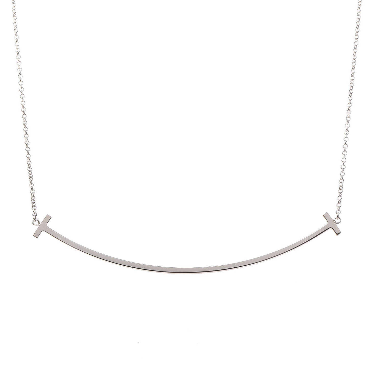 Sterling Silver Large T Smile Pendant Necklace