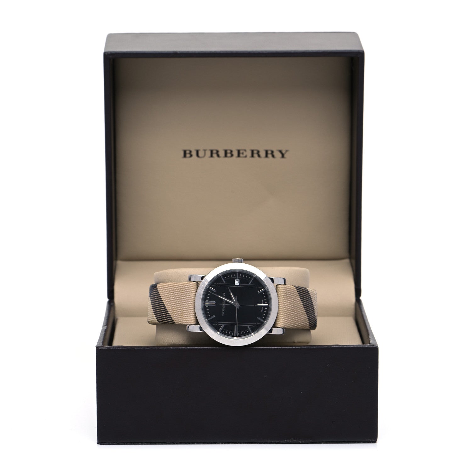 Burberry Stainless Steel Calfskin 38mm Heritage Nova Check Quartz Watch Black BU1772 5 of 5