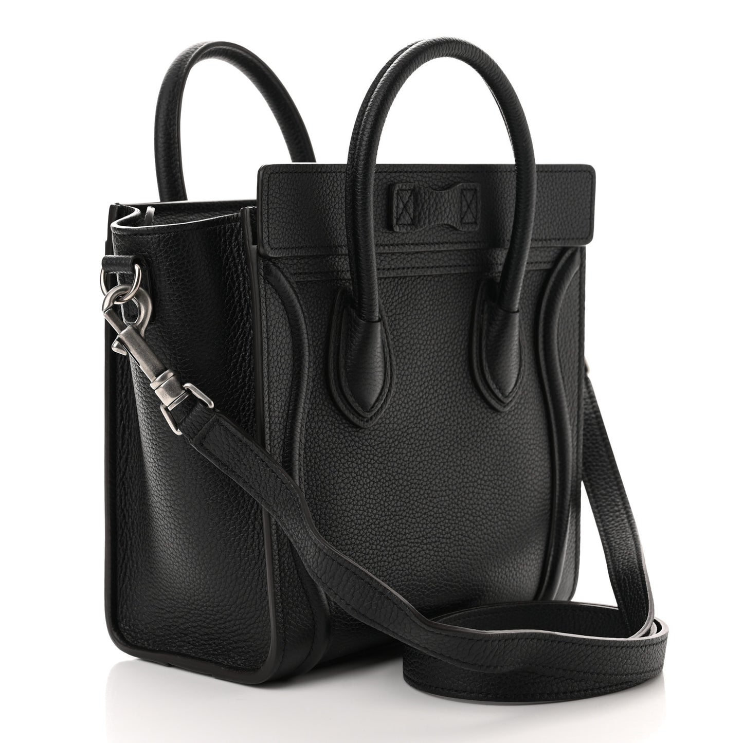 Drummed Calfskin Nano Luggage Black