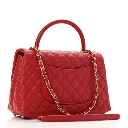 Chanel Caviar Quilted Small Coco Handle Flap Red 3 of 11
