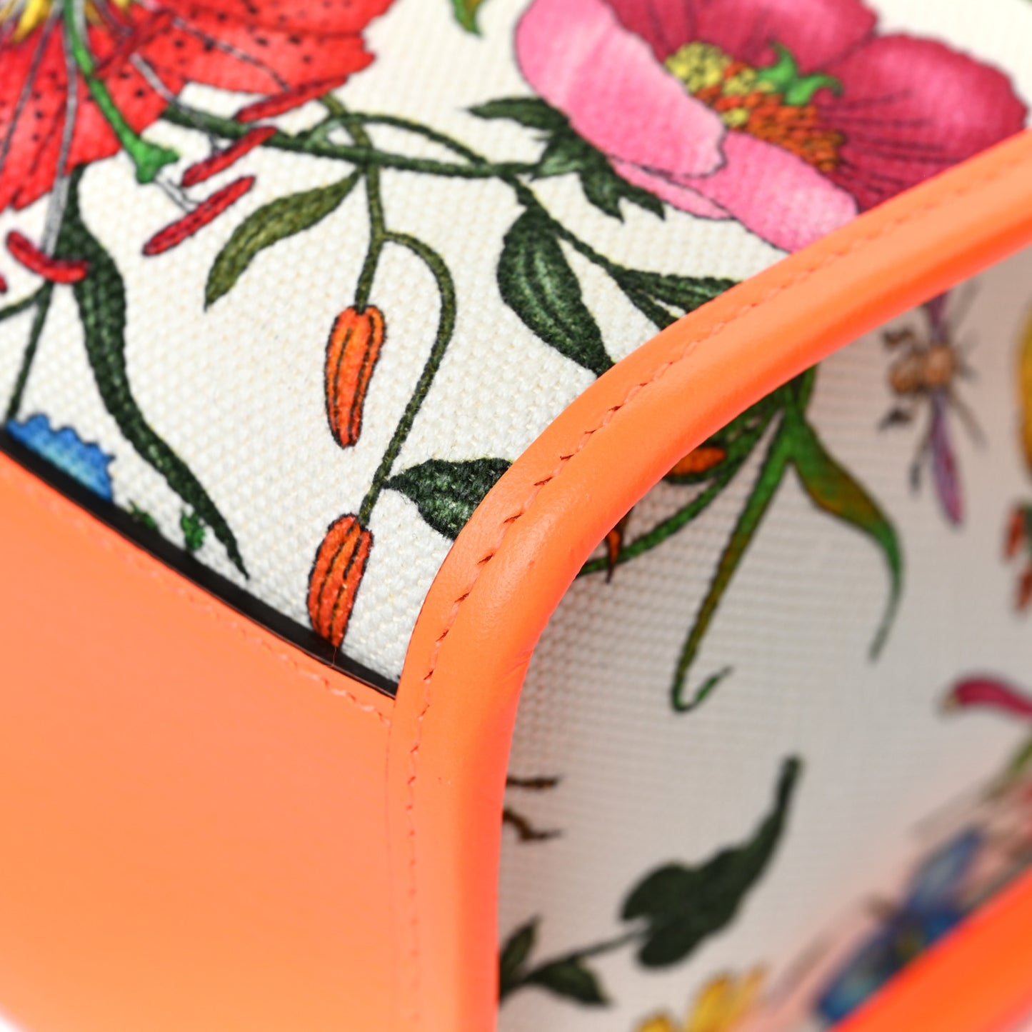 Canvas Medium Flora Tote White Multicolor Orange Fluo