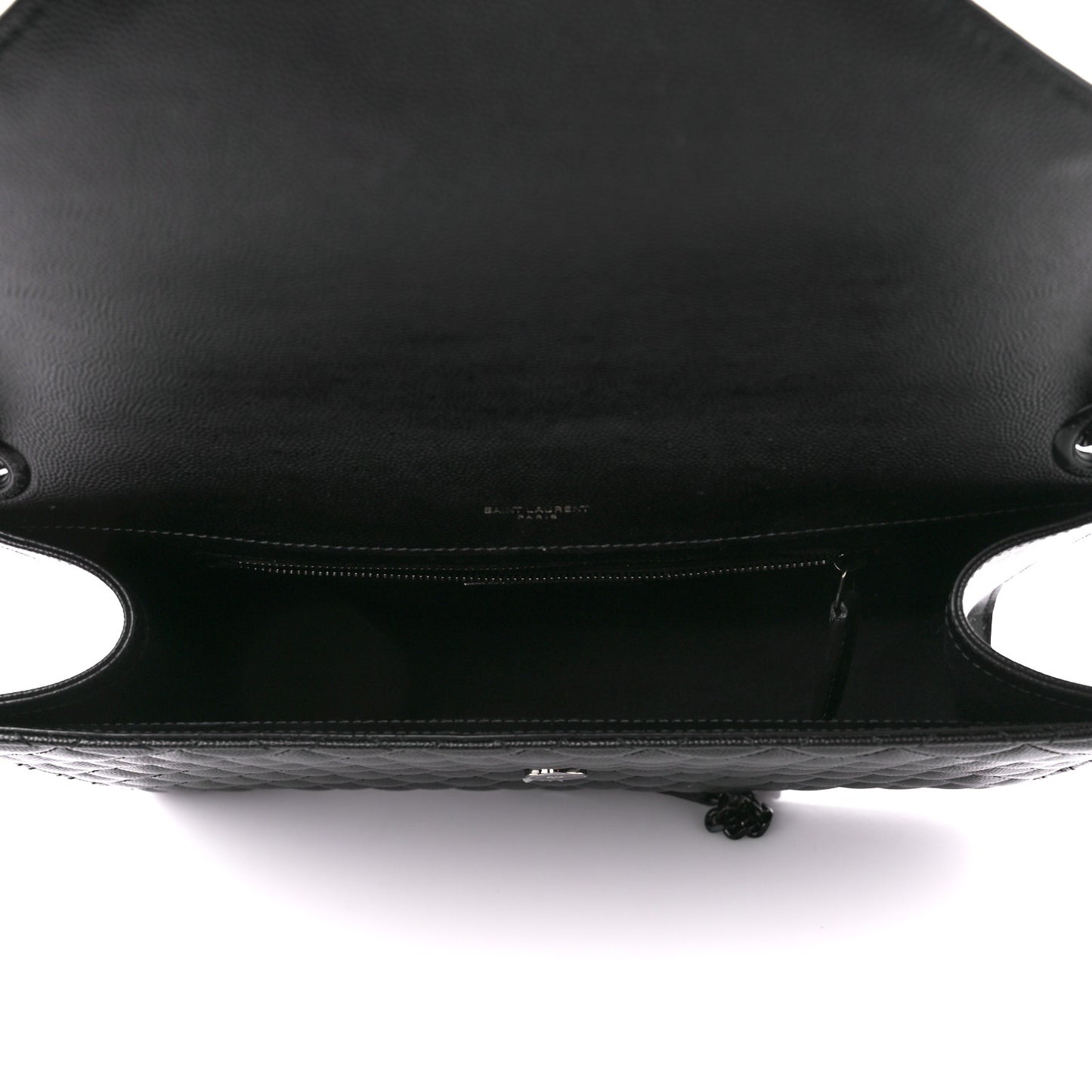 Grain De Poudre Textured Mixed Matelasse Large Triquilt Monogram Monochrome Satchel Black
