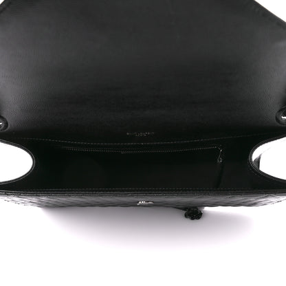 Saint Laurent Grain De Poudre Textured Mixed Matelasse Large Triquilt Monogram Monochrome Satchel Black 5 of 12